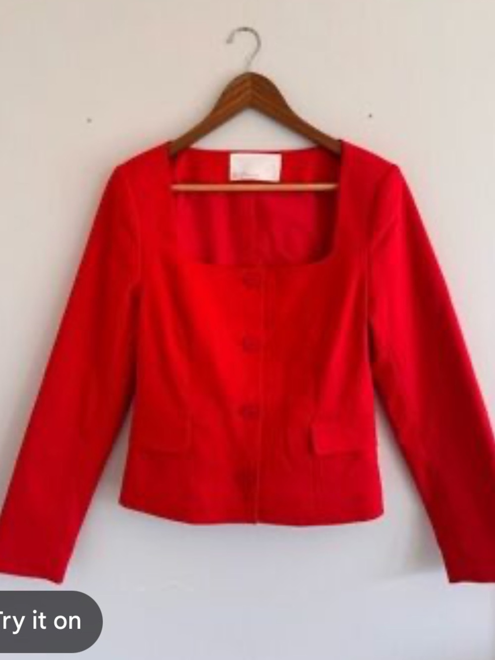 OAK + FORT Vibrant Red Square-Neck Blazer